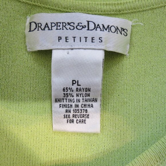 Draper's & Damon's Lime Green Tank Top Rayon Knit Round Neck Size Petite L - Picture 3 of 4